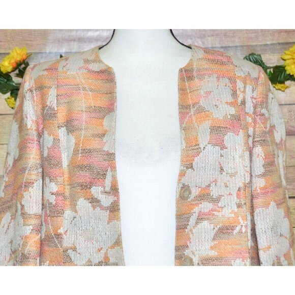 Alfred Dunner Ladies 10 Tweed Button Front Blazer Jacket Floral Office Event - Picture 2 of 12